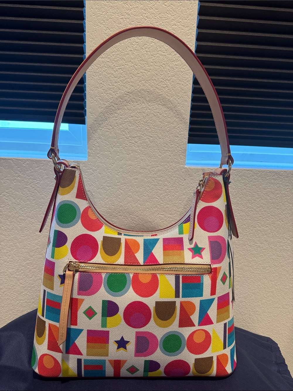 Dooney & Bourke Multicolor Logo Print Hobo Bag - Picture 3 of 17